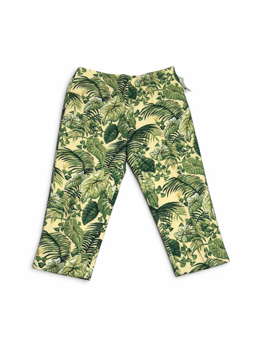Vintage Deadstock Kelly and Diane Green Leaf Print Cotton Pants Size 14P